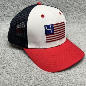 Short Par 4 Golf Hat Trucker Snapback Mesh Cap Red White Blue